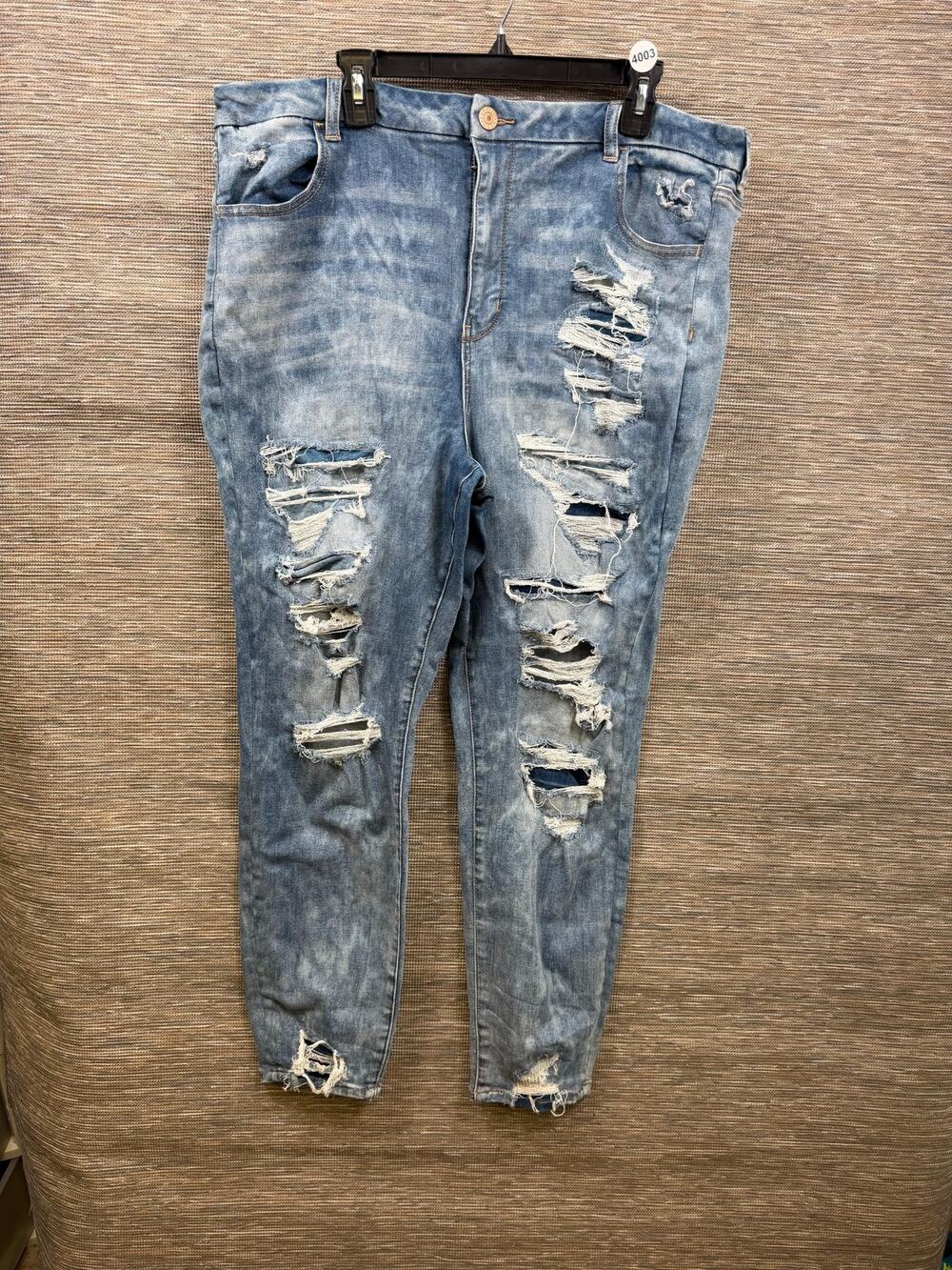 American Eagle Jeans Womens 22 Blue Curvy High Rise Jegging Stretch Distressed